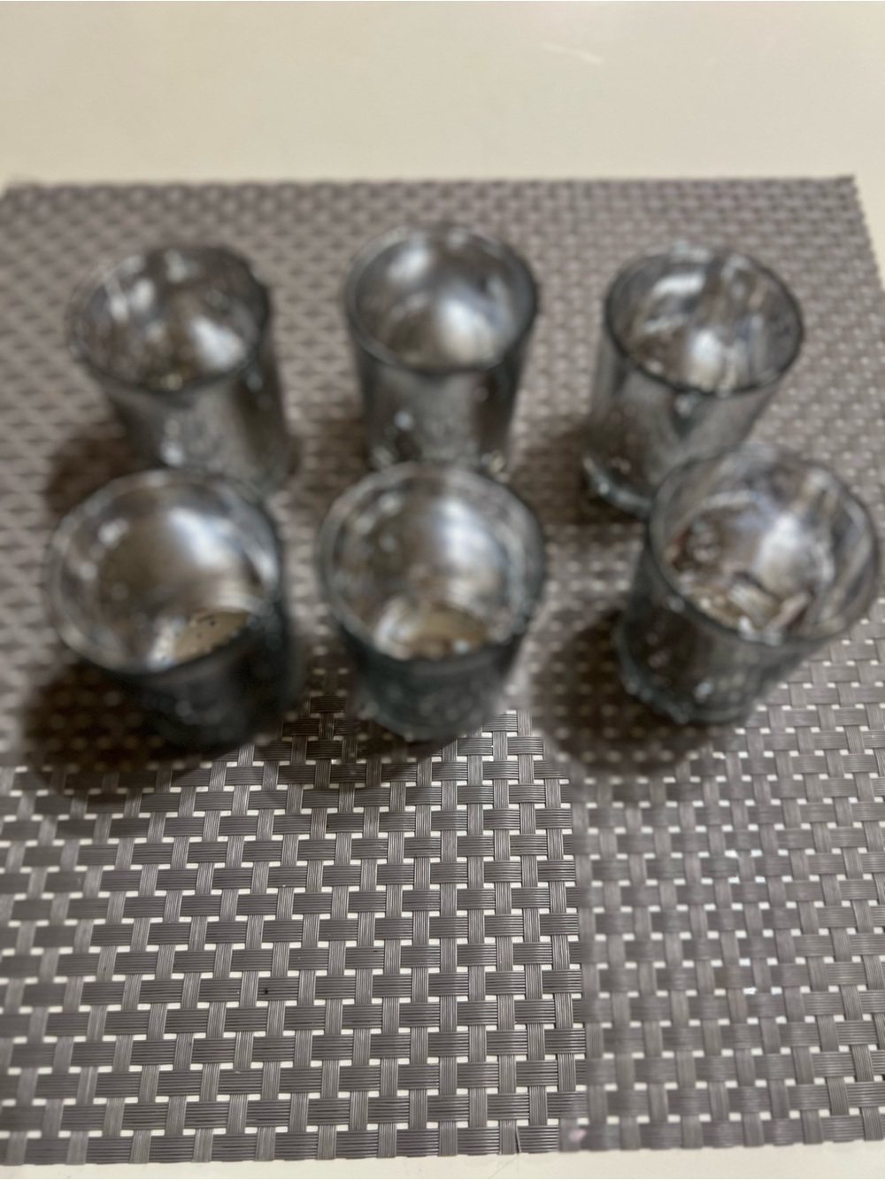 Set of 6 Silver Mercury Glass Votive Holders - Picture 3 of 4